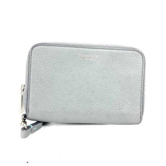 TIFFANY&Co. Smartphone pouch Card Case Business card holder Leather gray